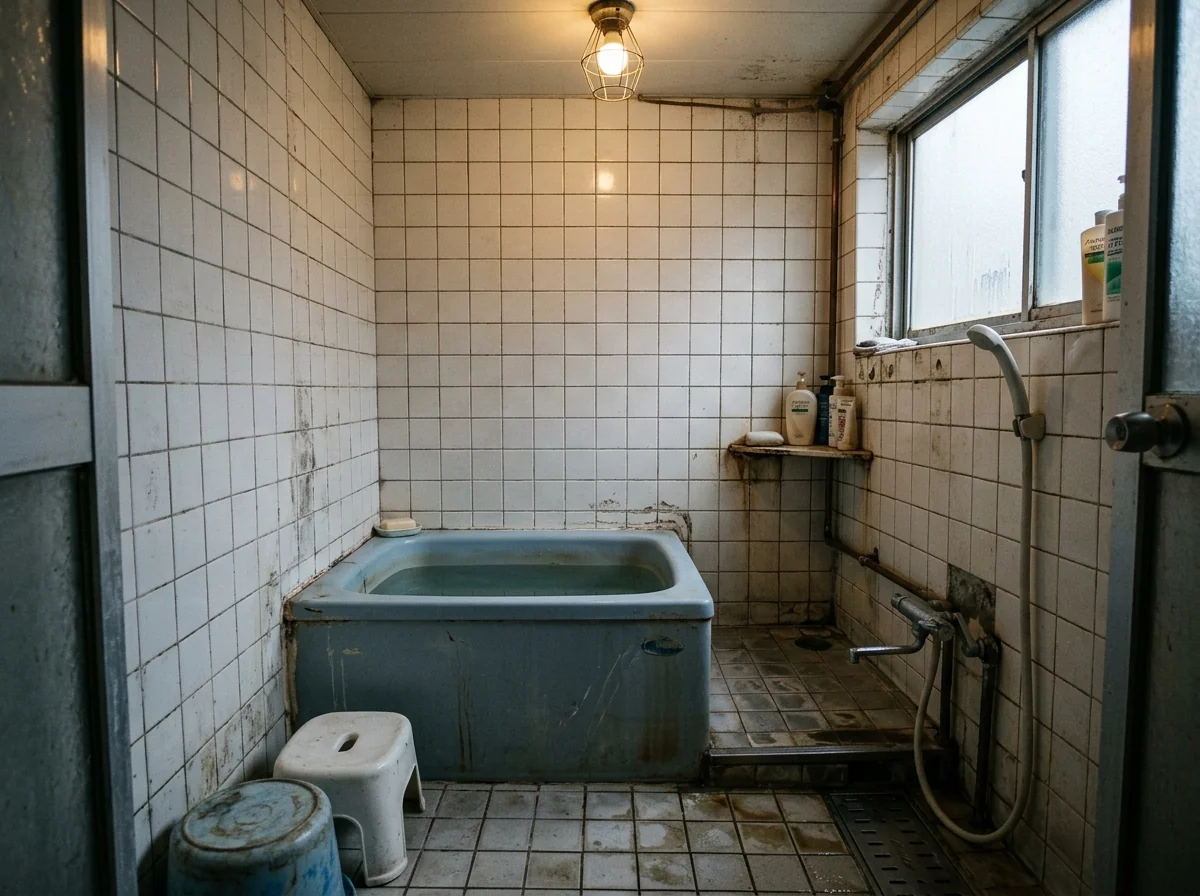 京都市右京区 築25年タイル風呂の施工前写真
